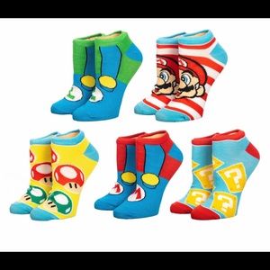 Mario Themed Ankle Socks 5 Pack